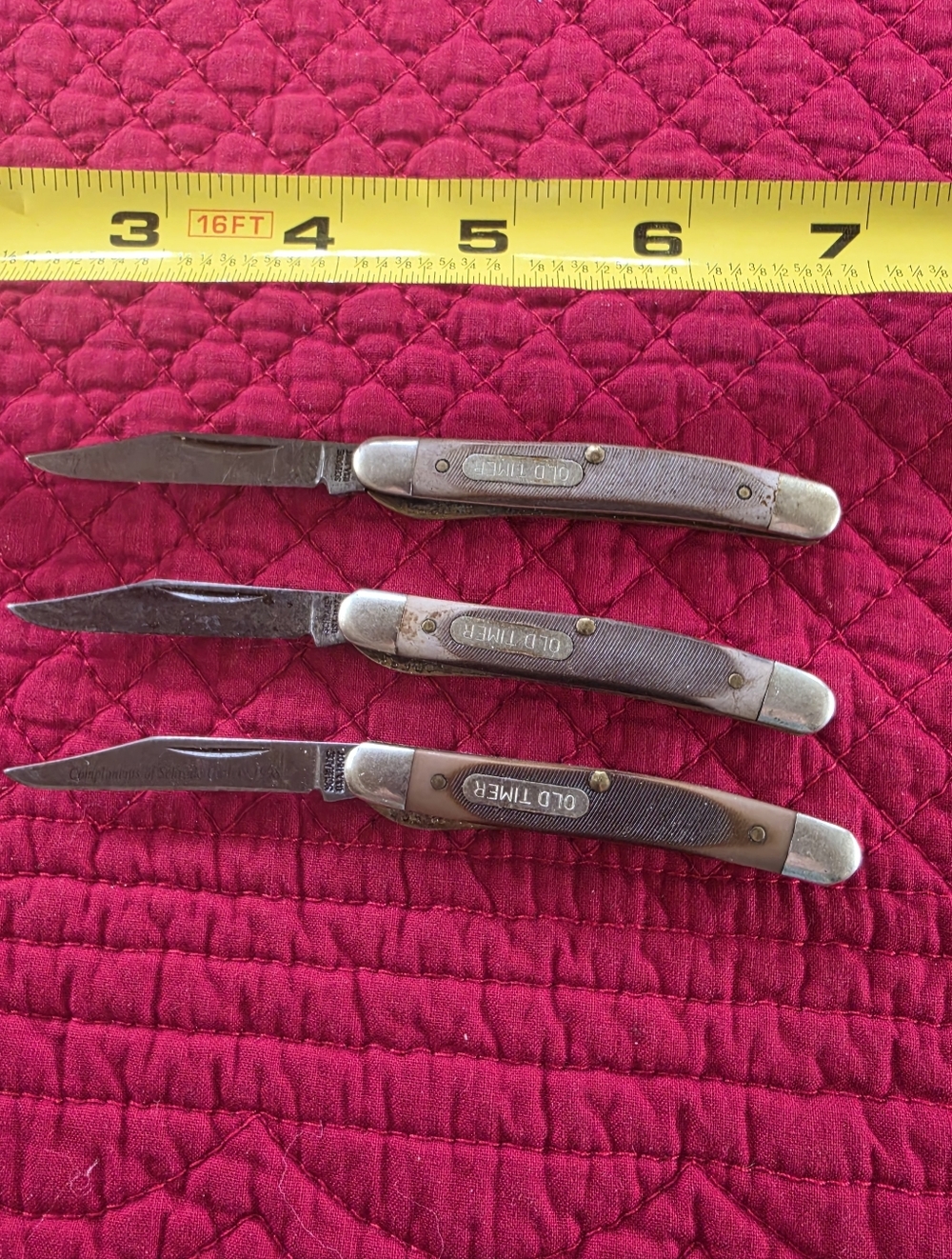 Schrade Old Timer Folding Pocketknife Brown Handle (Set of 3)  Vintage